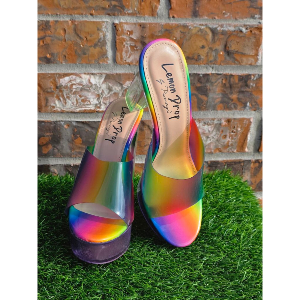 Lemon Drop by Privileged Rainbow Platform Heels Women's Size 10